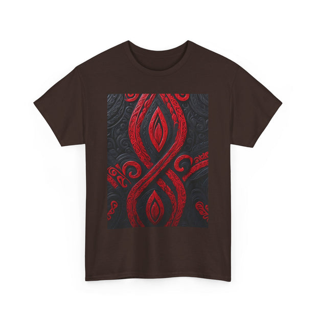 Red and Black Maori Design Mana Unisex Heavy Cotton Tee