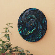 Paua Abalone Shell New Zealand Maori Design Acrylic Wall Clock