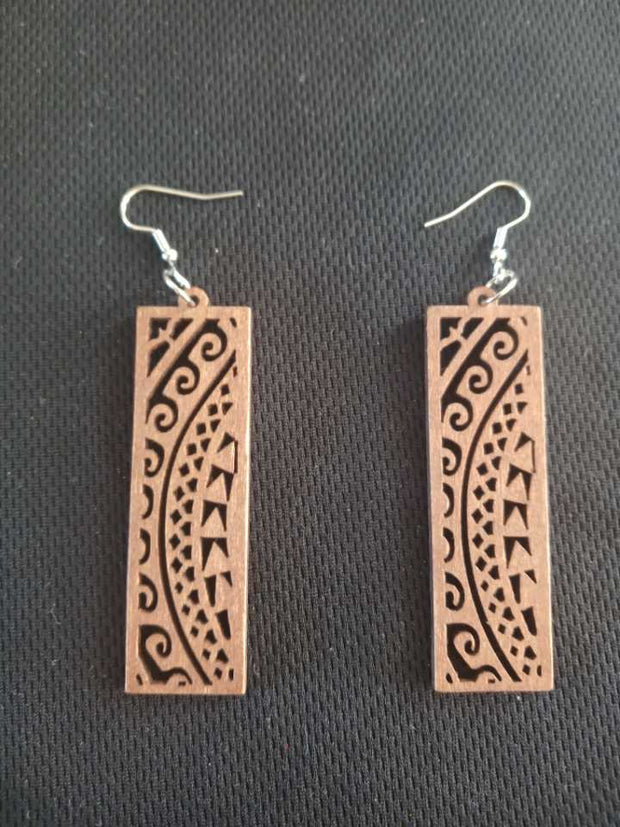 Brown Wood Ethnic Fashion Pair of Earrings