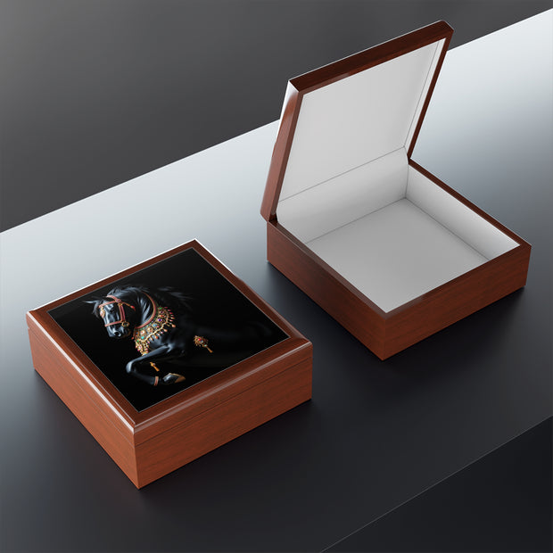 Black Stallion With Jewels Jewelry Box