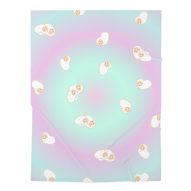 Pastel Pink and Green Sheep Baby Swaddle Blanket