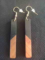 Fashion Black Resin and Wood Earrings