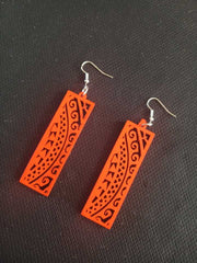 Bright Red Ethnic Earrings Pair