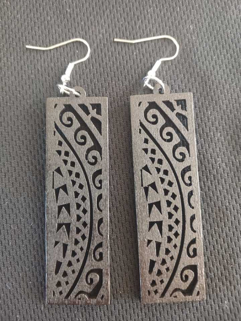 Black Wood Ethnic Pair Of Fashion Earrings