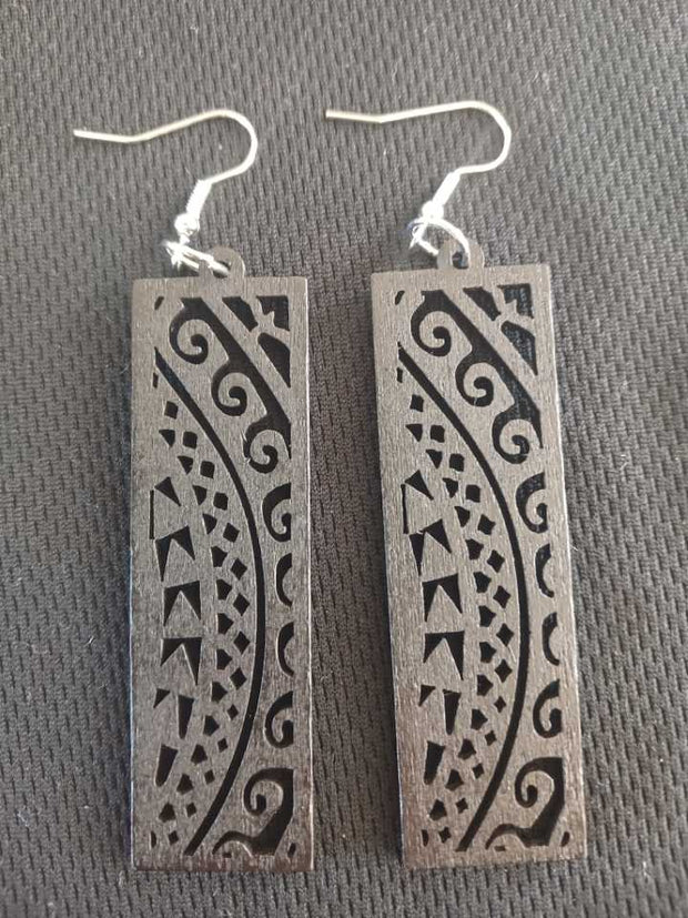 Black Wood Ethnic Pair Of Fashion Earrings