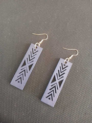 Navy Blue Wood Ethnic Earrings Pair.
