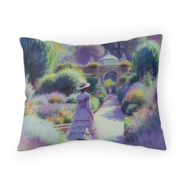 Monet Inspired Girl Walking In Garden Pillow Sham