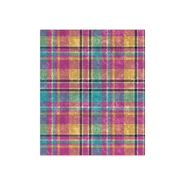 Pink Tartan Crushed Velvet Blanket