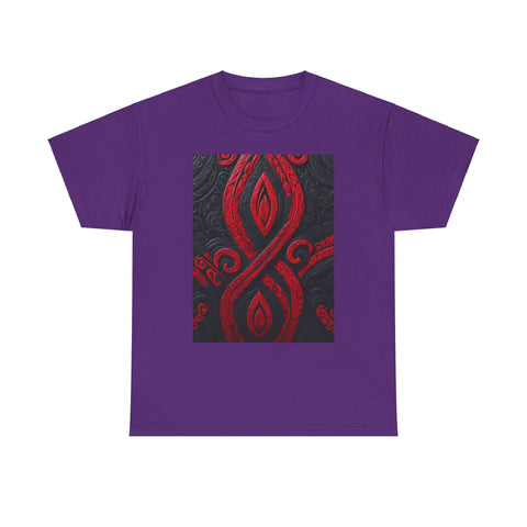 Red and Black Maori Design Mana Unisex Heavy Cotton Tee