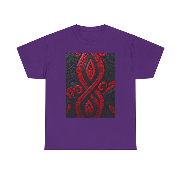 Red and Black Maori Design Mana Unisex Heavy Cotton Tee