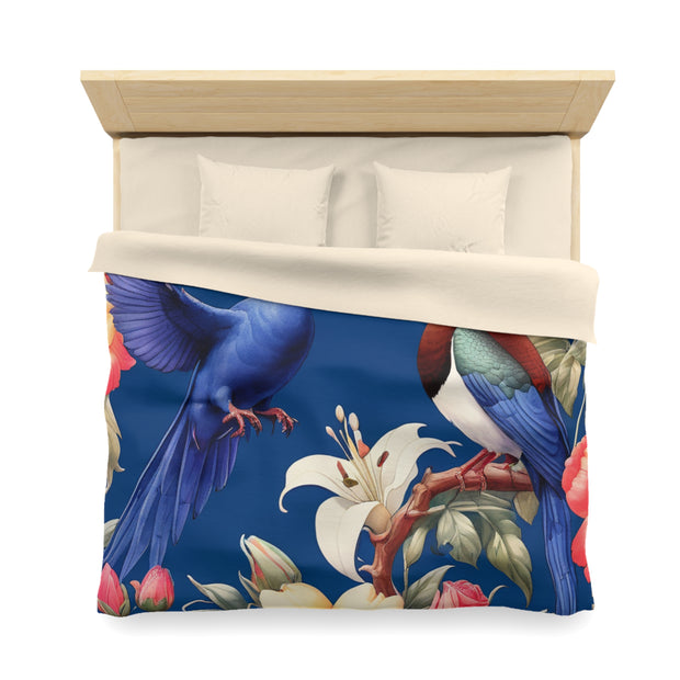 Pheasants A Blue Microfiber Duvet Cover
