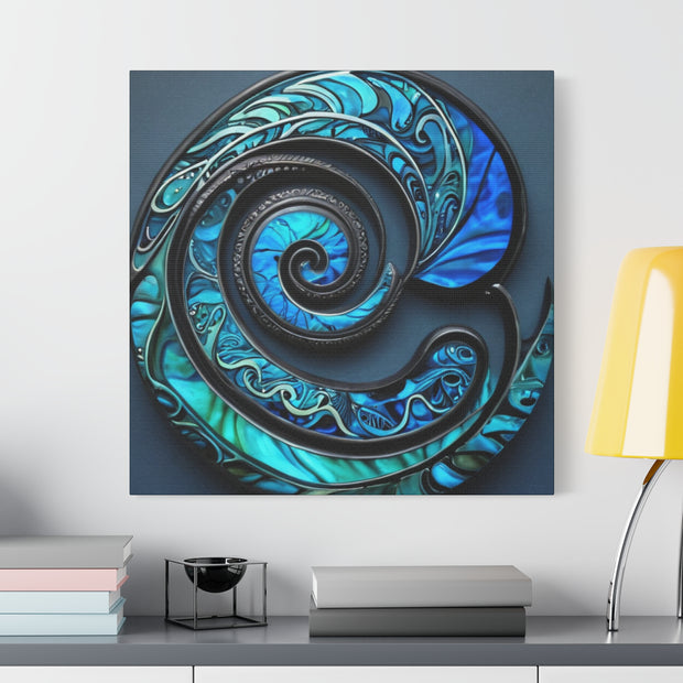 Stunning Blue Paua Abalone Shell Spiral Classic Canvas