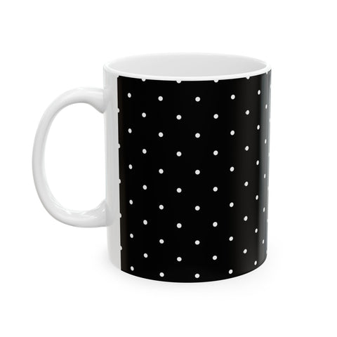 Black and White Polka Dot Ceramic Mug, (11oz, 15oz)