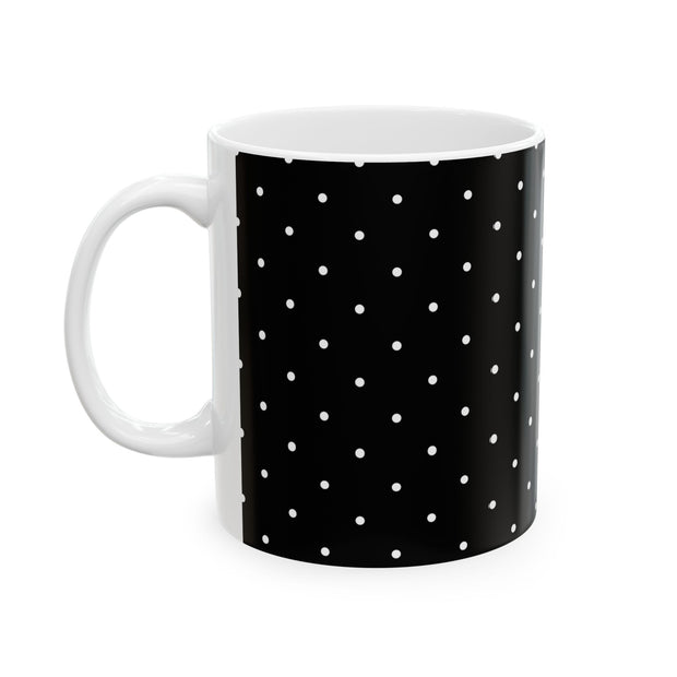 Black and White Polka Dot Ceramic Mug, (11oz, 15oz)