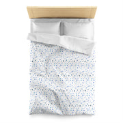 Blue and White Flowers and Butterflies Microfiber Duvet Cover
