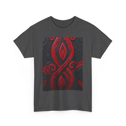 Red and Black Maori Design Mana Unisex Heavy Cotton Tee
