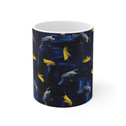 Mug 11oz  Tui Bird and Yellow Kowhai Flowers