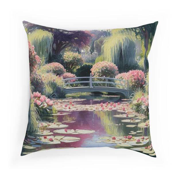 Monet Inspired Lily pond Cushion Watercolor