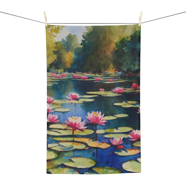 Monet Inspired Waterlily Pond Microfiber Tea Towel