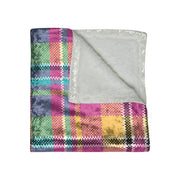 Pink Tartan Crushed Velvet Blanket