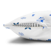 Blue and White Flowers and Butterflies Spun Polyester Square Pillowcase