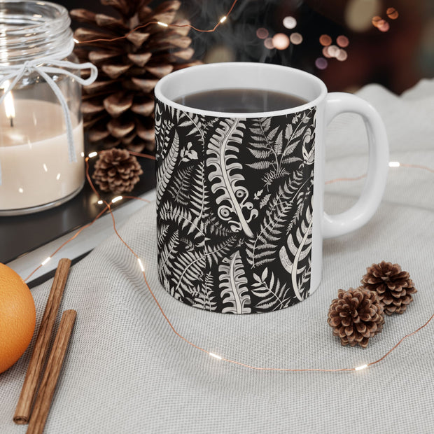 Dark Coco Fern and Bone Ceramic Mug, (11oz, 15oz)