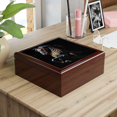 Black Stallion With Jewels Jewelry Box