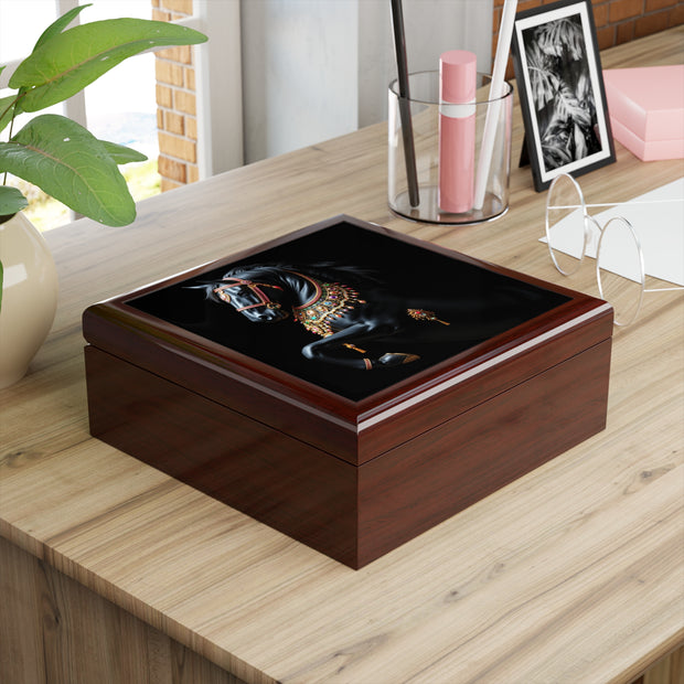Black Stallion With Jewels Jewelry Box