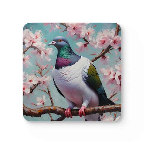 New Zealand Kereru Pigeon Corkwood Coaster Set