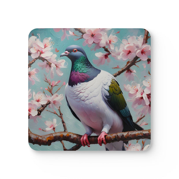 New Zealand Kereru Pigeon Corkwood Coaster Set