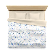 Blue and White Flowers and Butterflies Microfiber Duvet Cover