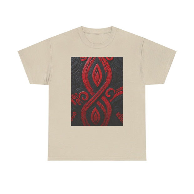 Red and Black Maori Design Mana Unisex Heavy Cotton Tee
