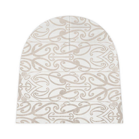 Beige Koru Baby Beanie (AOP)