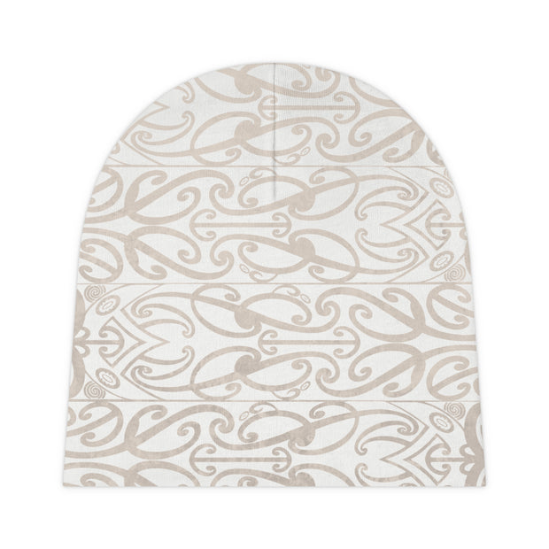 Beige Koru Baby Beanie (AOP)