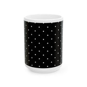 Black and White Polka Dot Ceramic Mug, (11oz, 15oz)