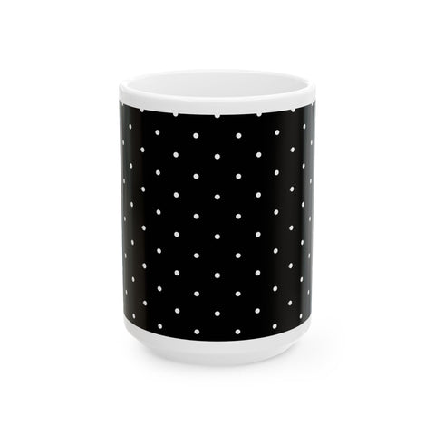 Black and White Polka Dot Ceramic Mug, (11oz, 15oz)
