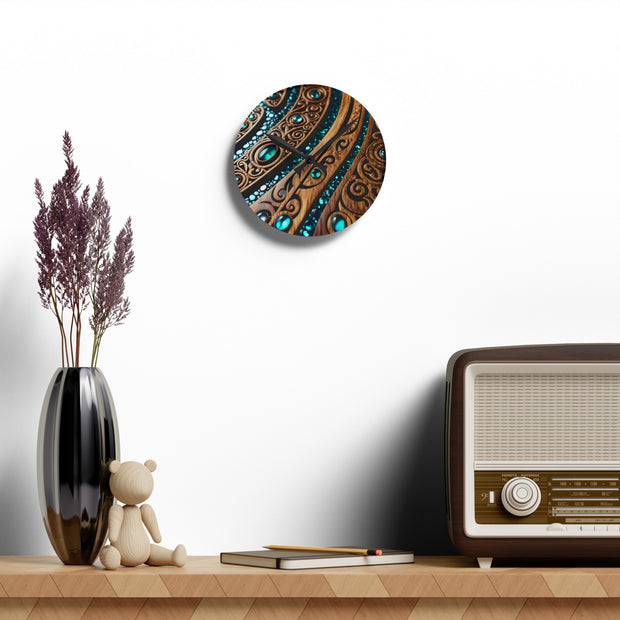 Wood and Paua Abalone Shell Design Acrylic Wall Clock