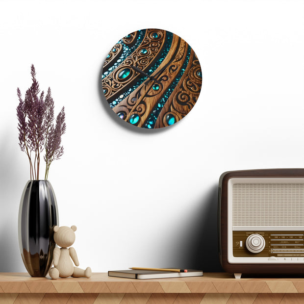 Wood and Paua Abalone Shell Design Acrylic Wall Clock