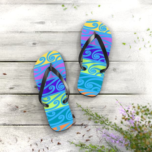 Blue Koru Flip Flops