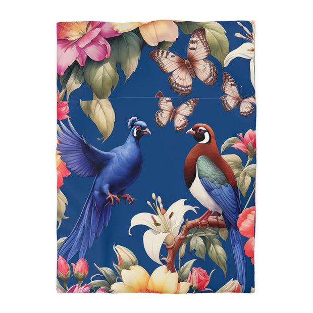 Pheasants A Blue Microfiber Duvet Cover
