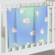Cute Pastel Blue and Green Sheep Baby Swaddle Blanket