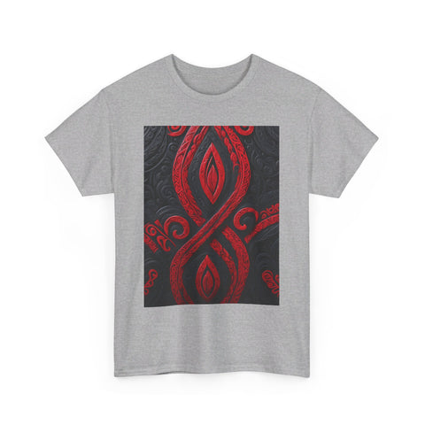Red and Black Maori Design Mana Unisex Heavy Cotton Tee
