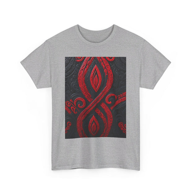 Red and Black Maori Design Mana Unisex Heavy Cotton Tee
