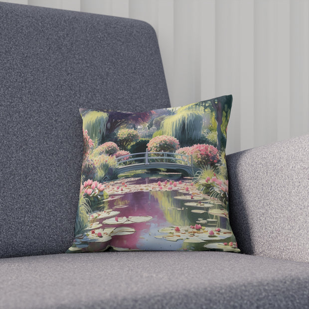 Monet Inspired Lily pond Cushion Watercolor