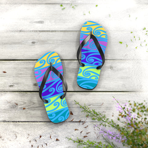 Blue Koru Flip Flops