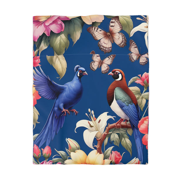 Pheasants A Blue Microfiber Duvet Cover
