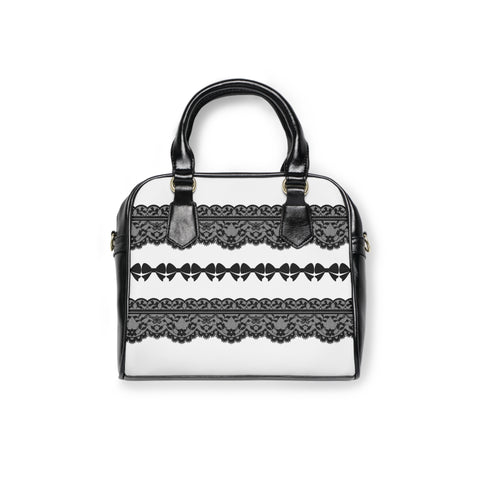 Black and White Chantelle Lace Shoulder Handbag