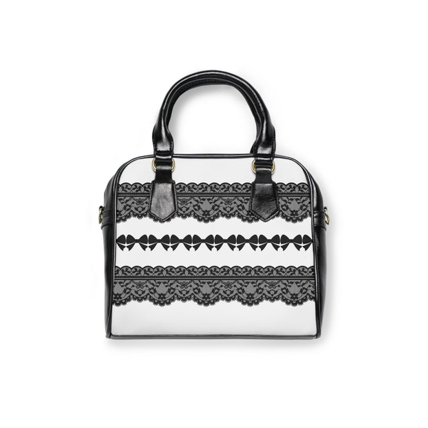 Black and White Chantelle Lace Shoulder Handbag