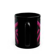 Pink and White Weaving Black Mug (11oz, 15oz)