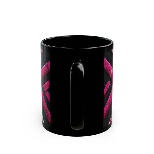 Pink and White Weaving Black Mug (11oz, 15oz)